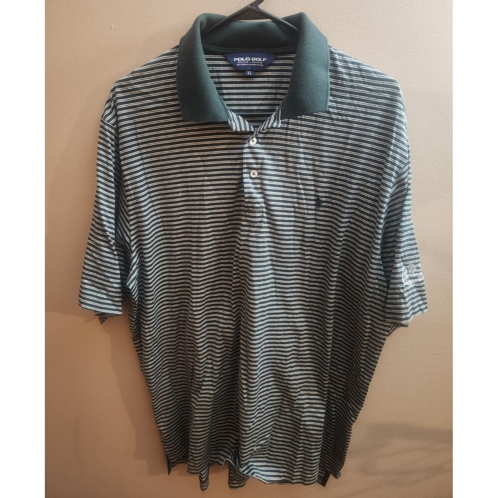 Polo Golf Ralph Lauren Men's Shirt Green Strip Short Sleeve Shirt Top Size XL